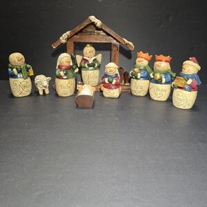 Let It Snow Snowmen Nativity 10 Piece Set Complete Resin Christmas